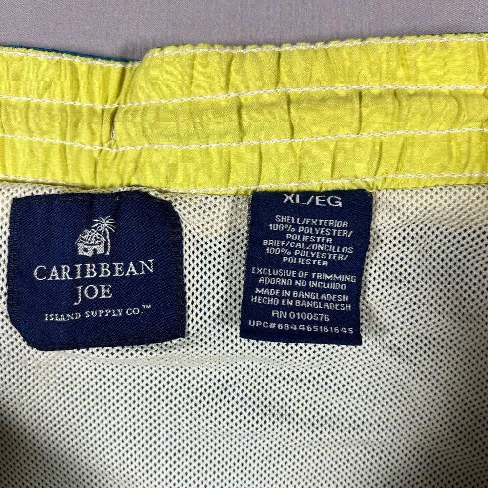 Caribbean Joe Swim Trunks Shorts Mens XL Blue Mesh Drawstring Waist Surfing